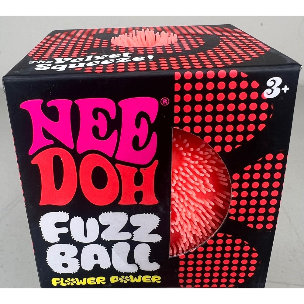 Schylling NeeDoh Fuzz Ball Flower Power Orange Edition Velvet Squeeze Toy